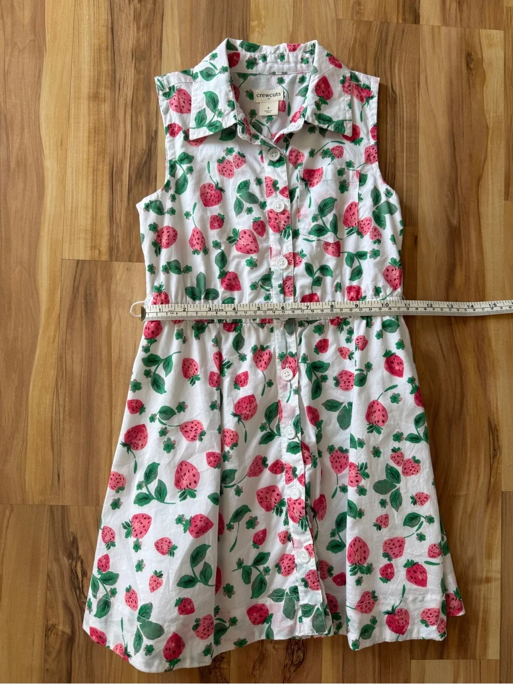 Crewcuts White Strawberry-Print Tie-Waist Dress
